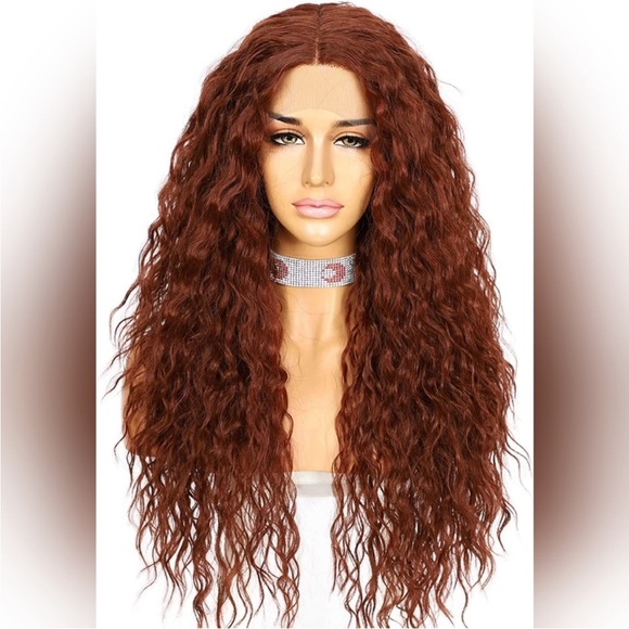 22” Copper Red Wavy Lace Front Wig